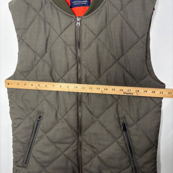 Scotch & Soda Men's Quilted Utility Vest Men’s Green Bomber Hunting Orange XL - Picture 8 of 14